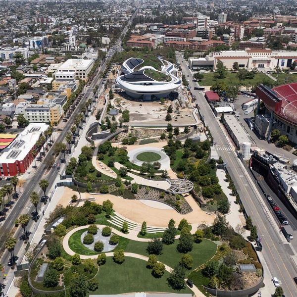 construction nears completion at the Lucas Museum of Narrative Art in Los Angeles