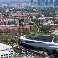 the building contrasts with its more conventional neighbors in Exposition Park